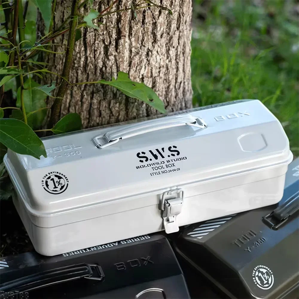 Portable Camping Tools Storage Box Steel Mountain Tool Boxes with Handle Carry Storage Boxes Anti-Slip Camping Toolbox Ironbox