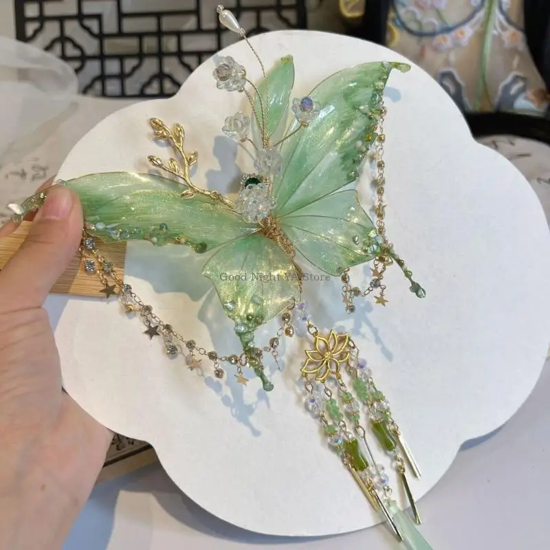 

Древние кисточки, заколка для волос-бабочка для женщин, китайская традиционная праздничная одежда, аксессуары для укладки волос