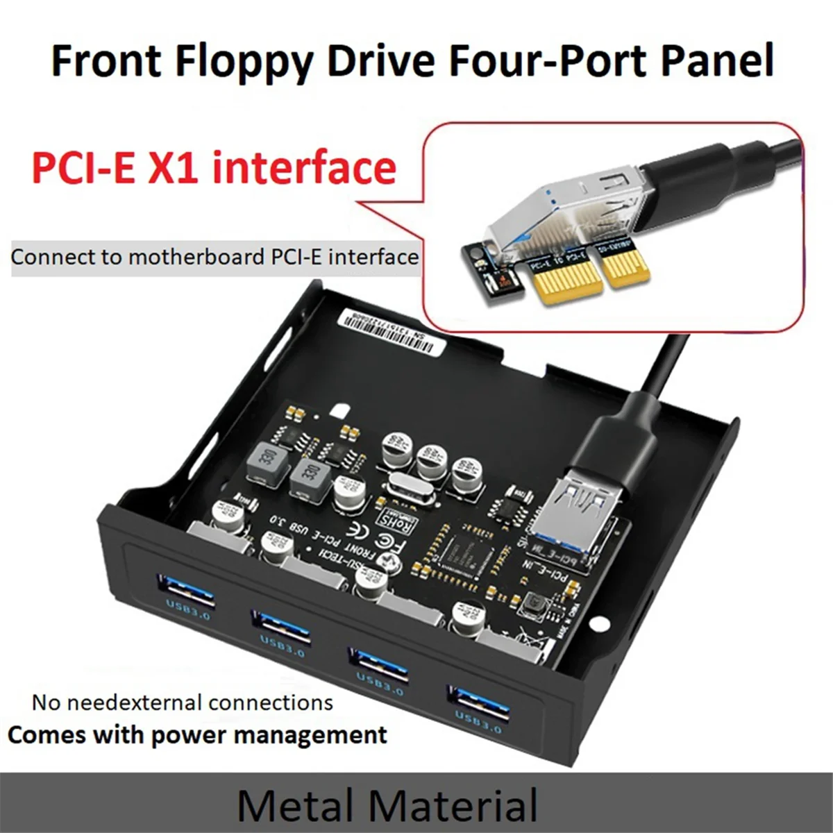 HOT AC18 PCI-E a USB 3.0 PC Pannello frontale Scheda di espansione USB PCIE Adattatore USB Staffa del pannello frontale floppy da 3,5 pollici PCI-E X1 Riser