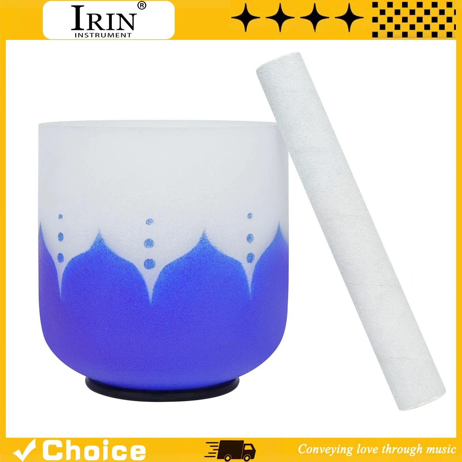 6-Inch Singing Bowl B/C Key Frosted Quartz Chakra Singing Bowl Percussion Instrument for Meditation Yoga Sound Therapy