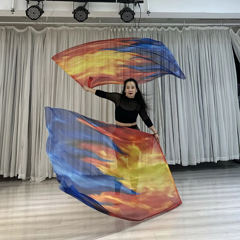 160 * 110 cm Rekwizyty sceniczne Flaga Taniec brzucha Jedwabne welony Jedwabne skrzydło Flaga chwały Flaga wiary Flaga welonu z kijami