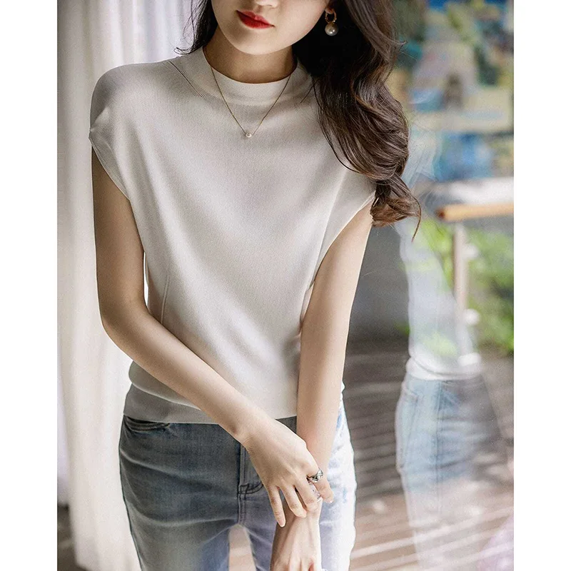 Fashion O-Neck Solid Color Loose Folds Korean Blouse Women Clothing 2023 Summer New Casual Pullovers Short Sleeve Commute Shirt