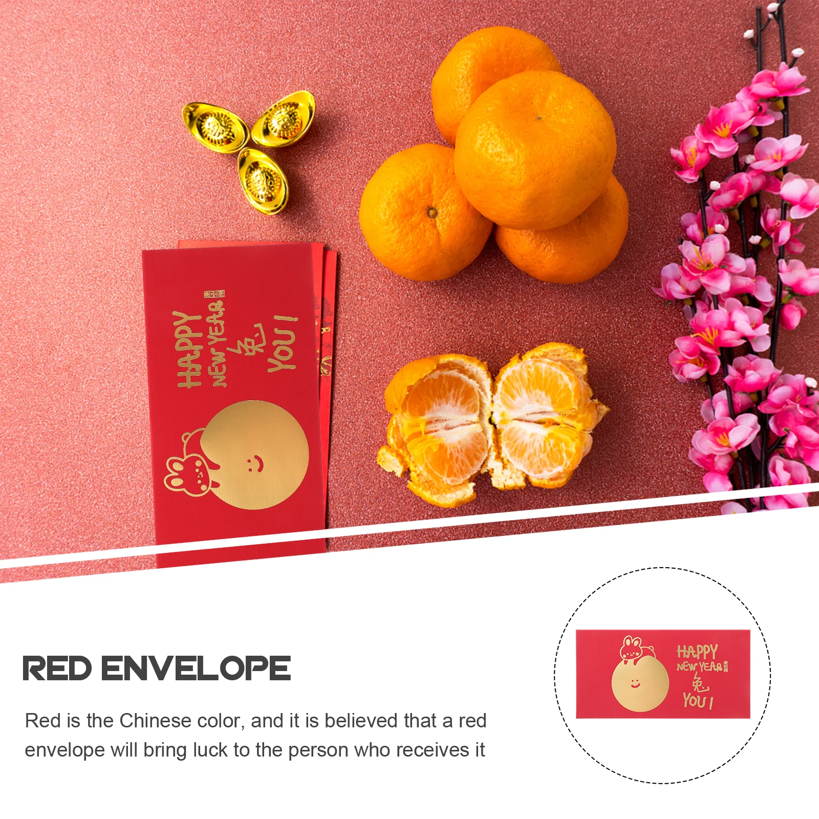 

6Pcs Premium Cartoon Bunny Red Envelopes Decorative Chinese Style Money Envelopes New Year Gift Packs
