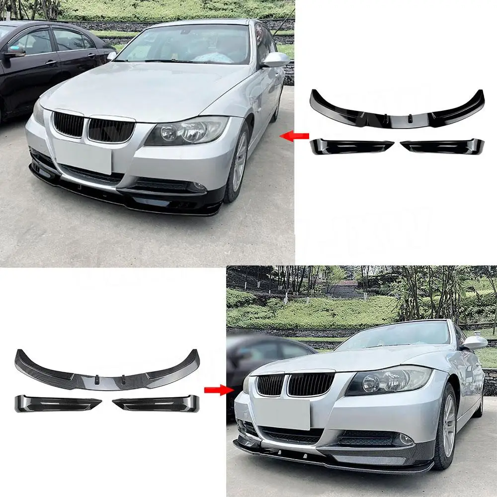 ABS الجبهة حافة مصد السيارة مع الخائن لسيارات BMW 3 Series E90 320i 325i القياسية 2005-2008 المصد الأمامي اللوحات المئزر اكسسوارات السيارات #3