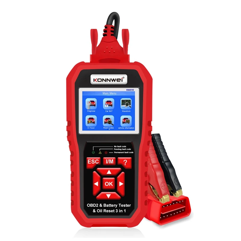 

KONNWEI KW890 Oil Reset Battery Tester OBD2 Diagnostic Scanner Tool 3 In 1 EOBD Engine Check Code Reader Diagnose Tool