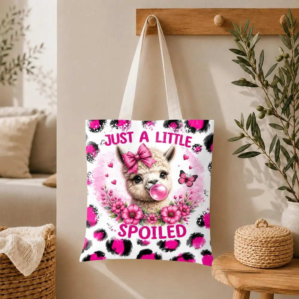 Cute Mountain Cows Storage Bags Large Capacity Canvas Tote Bag Double-Sided Print Shoulder Handbag for Daily Shopping
