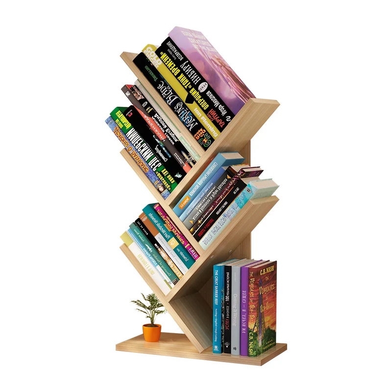 Multi-layered Simplicity Storage Shelf Wooden Tree Office Study Room Storage Bookshelf Shelves Wooden Organizer Furniture