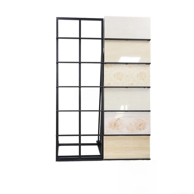 Customized Modern Style Foldable Wall-Mounted Display Rack for Ceramic Tile Marble Wood Flooring Stone Metal Rack for Showroom