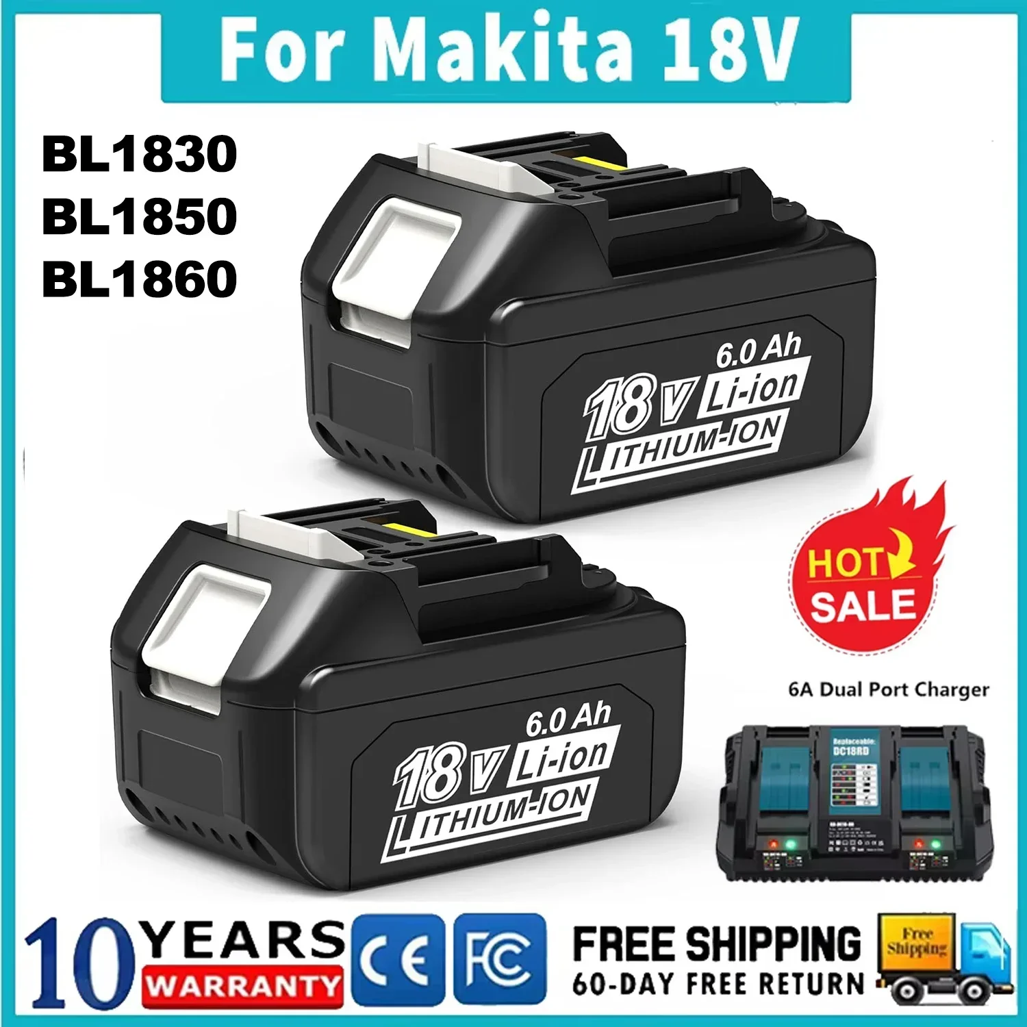 

18V 6.0Ah Powerful Replacement For Makita Compatible Makita Battery BL1860 BL1850B BL1830 Series Battery Replacement Battery