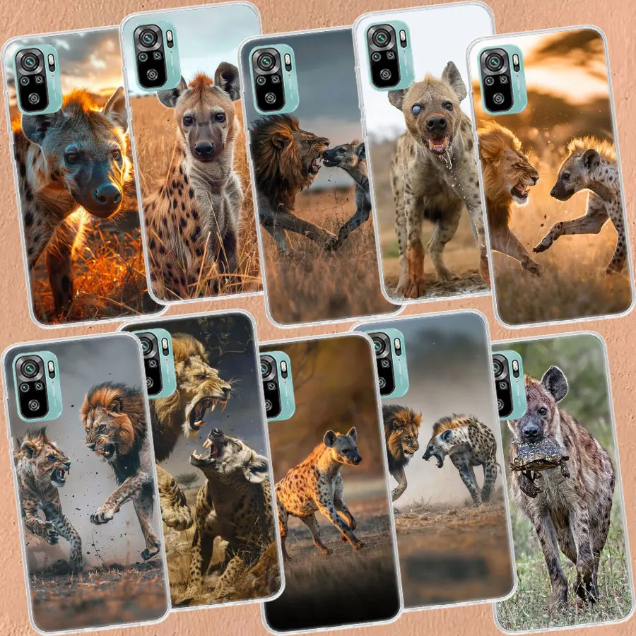 Lion Fights With Hyenas Phone Case For Redmi Note 14+ 13 Pro Plus 5G 12 12C 10 9 8 7 10A 10C 9A 9C 9T 8A 7A K60 K70 Cover Capa C