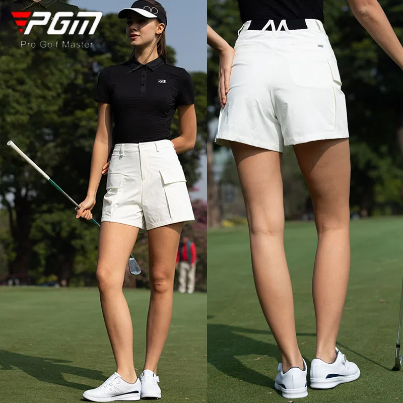 Pgm Sports Golf Shorts Ladies Quick-Dry Fashion Cargo Shorts Women High Waist Leisure Golf Trousers with Big Pockets XS-XL
