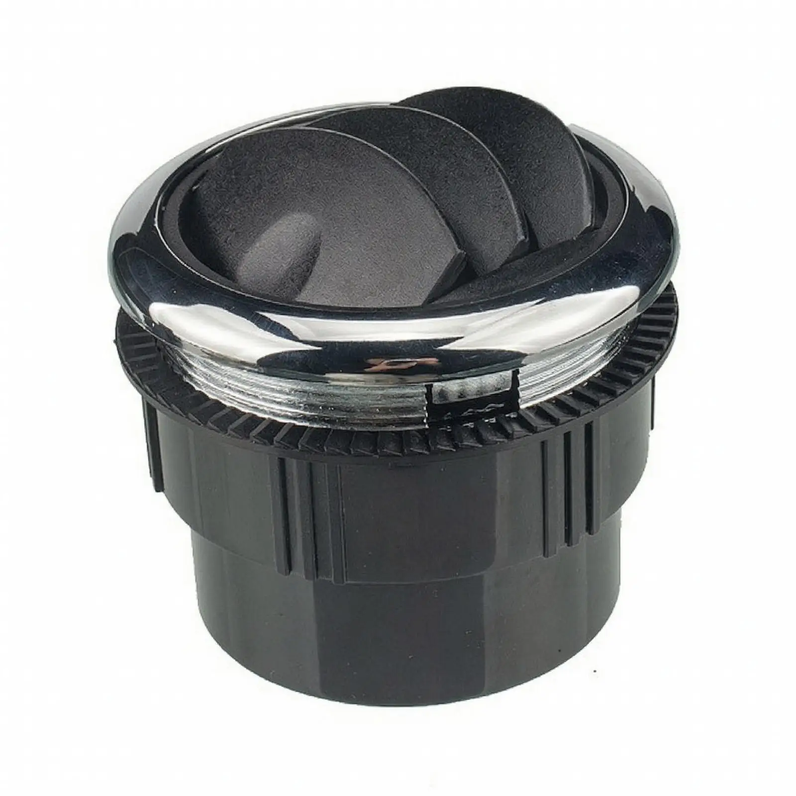 Universal Car Air Vent 75mm Cutout Circular Louvered AC Outlet Glossy Silver Trim for Truck Cab