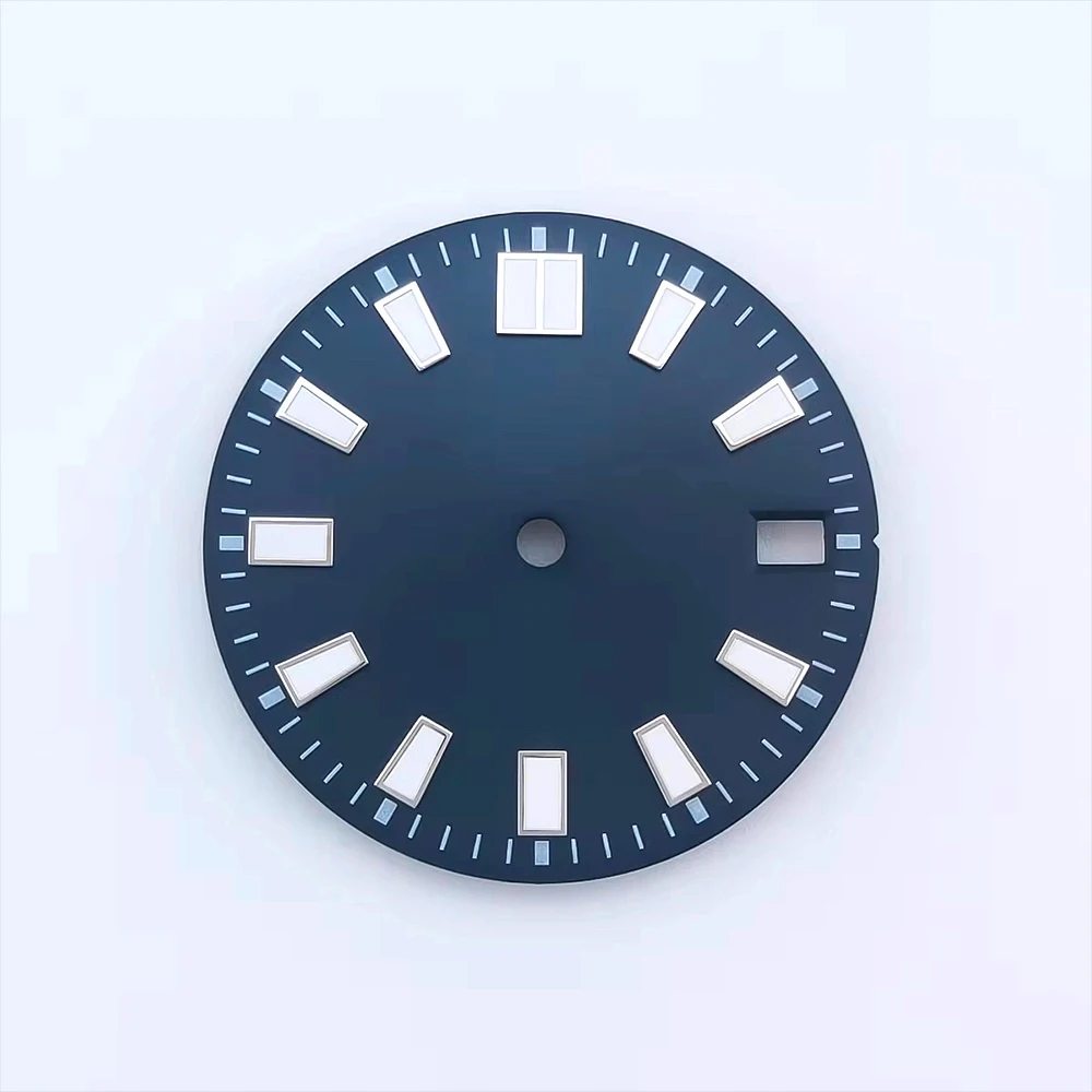 Maßgeschneidertes 28,5-mm-Zifferblatt, NH35-Zifferblatt, passend für NH35-NH36-Uhrwerk, 28,5 mm grün leuchtende Zifferblätter