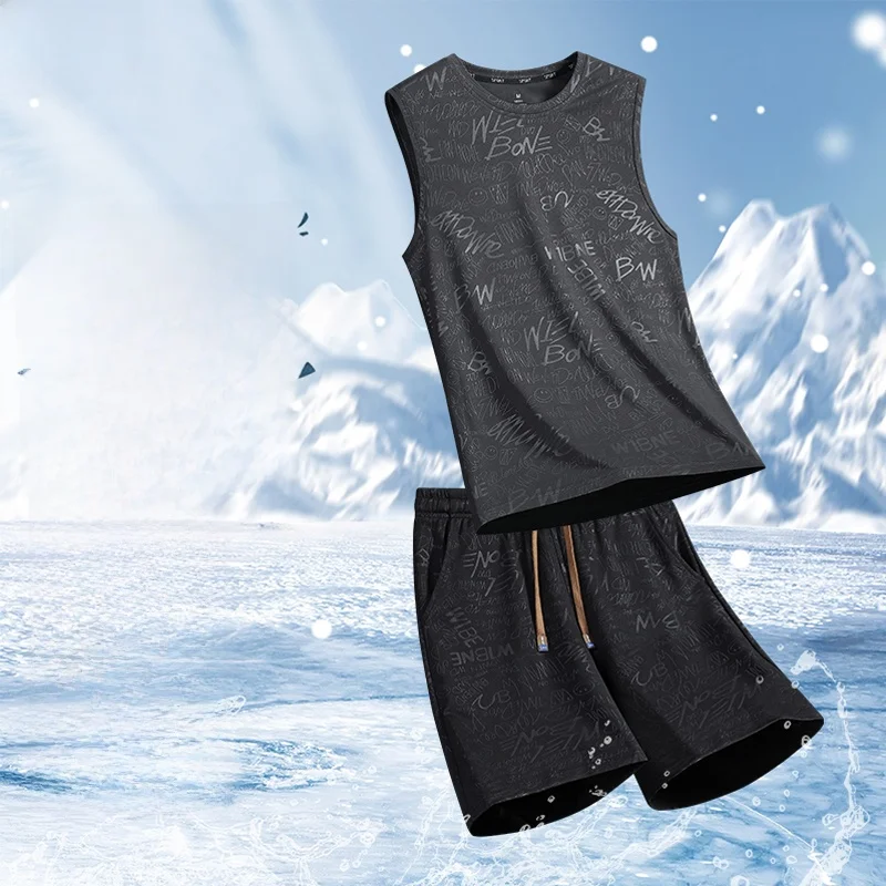 

Cardanro Мужская спортивная одежда для фитнеса Ice Silk Qui Dry Running Me Футболка Жилет orts Комплект летней повседневной спортивной одежды