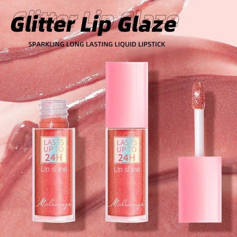 3 couleurs miroir imperméable à l'eau brillant à lèvres hydratant paillettes liquide rouge à lèvres maquillage longue durée brillance dans corail rose liquide rouge à lèvres