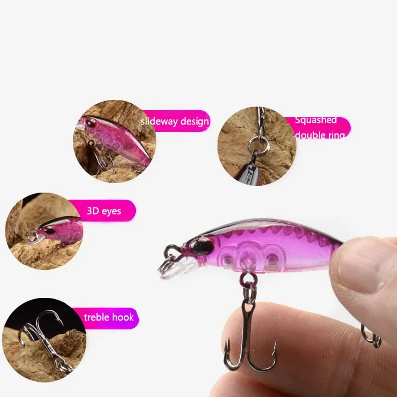 New 5pcs Mini Minnow 4cm 2.5g Fishing Lure Set Kit With Box CrankBaits Wobblers Lures Sinking Carp Fishing Tackle Artificial