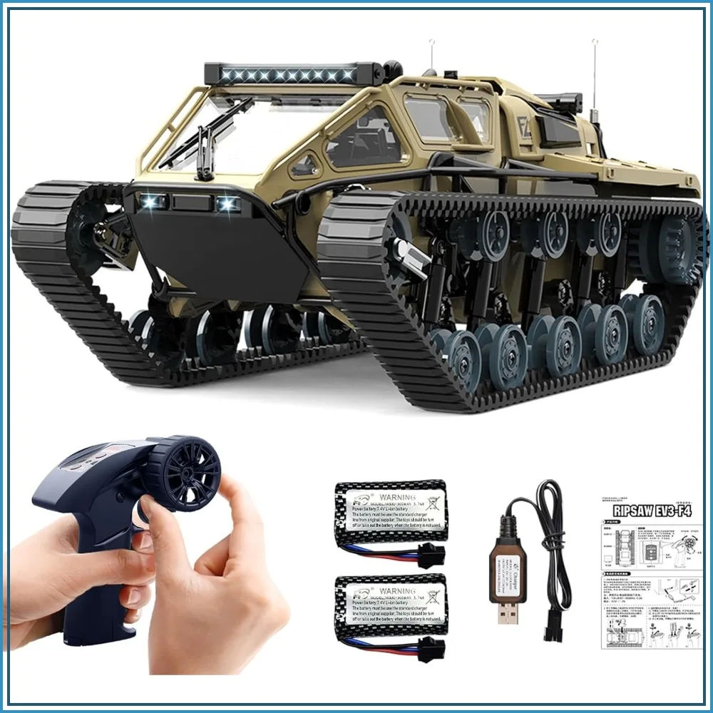 

1:16 Scale 2.4Ghz RC Crawler Tank, High Speed Off-Road Tracked Vehicle, 360° Rotating Drifting Car with 2 Batteries