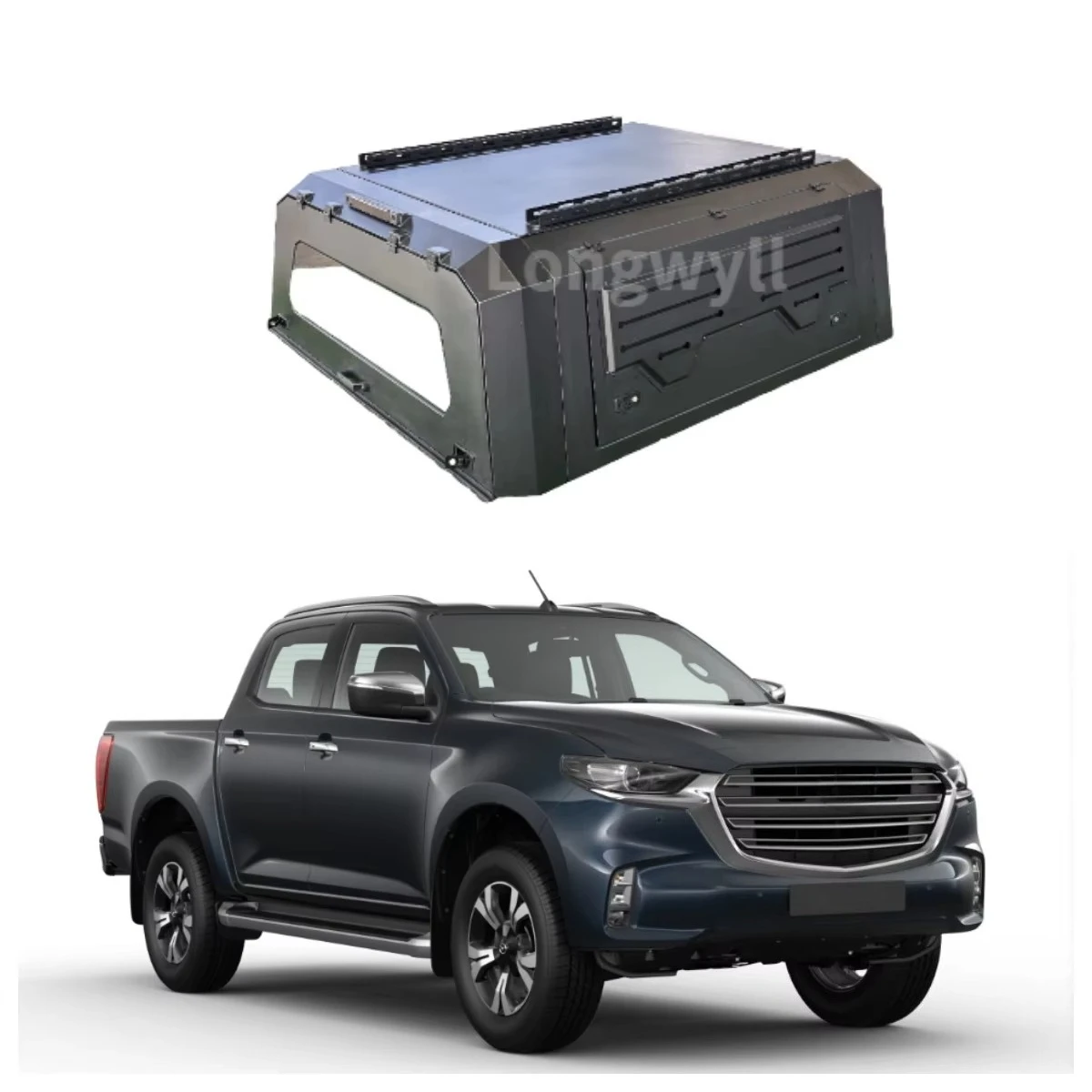 

BT-50 Heavy-Duty Aluminum Alloy Tonneau Cover Waterproof Anti-Rust SmartCap Topper for RAM Truck Bed Camper Tailbox Pickup
