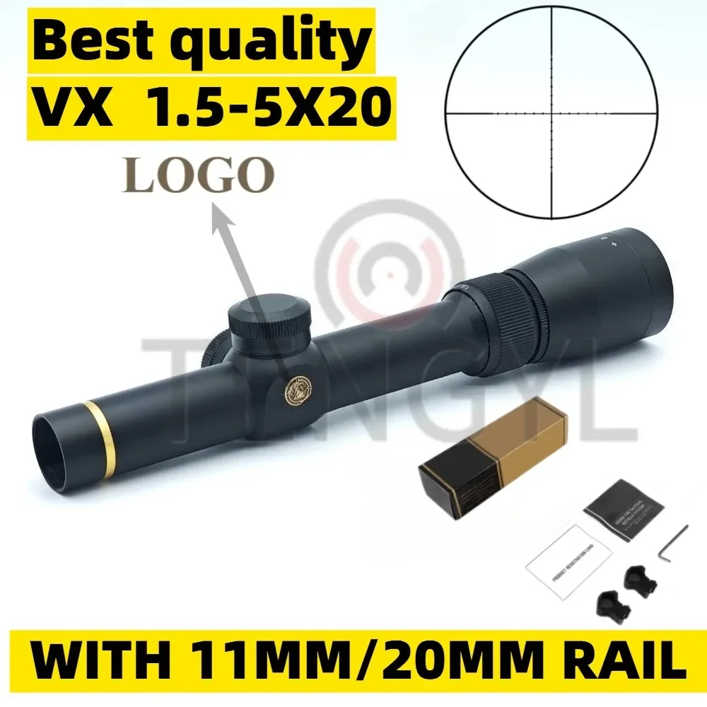 

VX 1.5-5X20 mm Optics Duplex Mil-dot Reticle Rifle Scope Hunting Sight HD Aseismatic Single Barrel Riflescopes