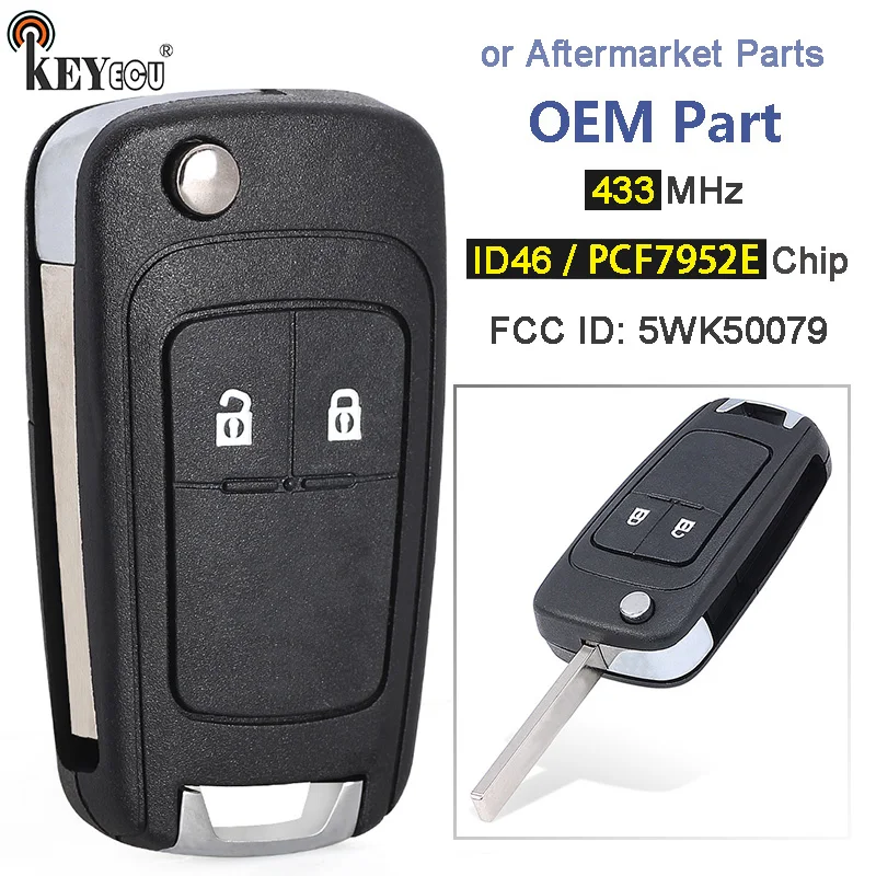 

KEYECU 433MHz ID46 / PCF7952E Chip 5WK50079, B01T3BA Remote Key Fob for Opel Vauxhall Astra J Insignia Cascade Corsa Adam Viva