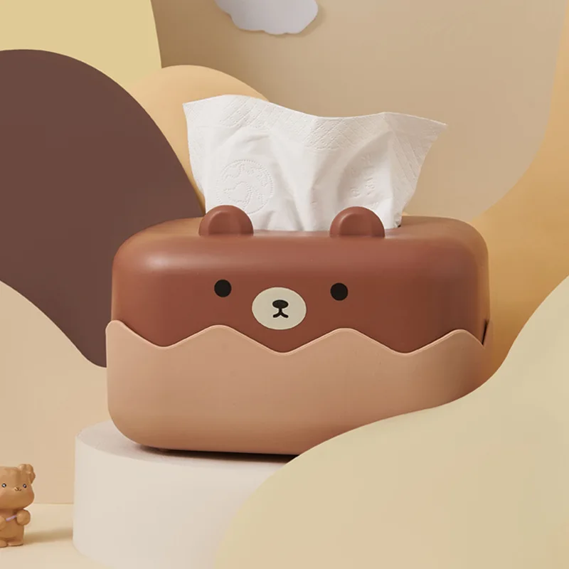 

Cute cartoon bear paper towel box living room paper box Creative paper towel storage box Kitchen paper box toilet tissue box