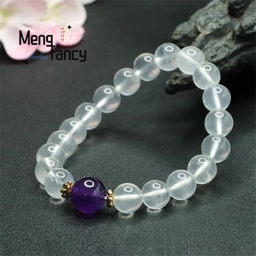 Natural White Ghost String Amethyst Bracelet Women Colourful Simple Exquisite Fashion Fine Jewellery Best Selling Holiday Gifts