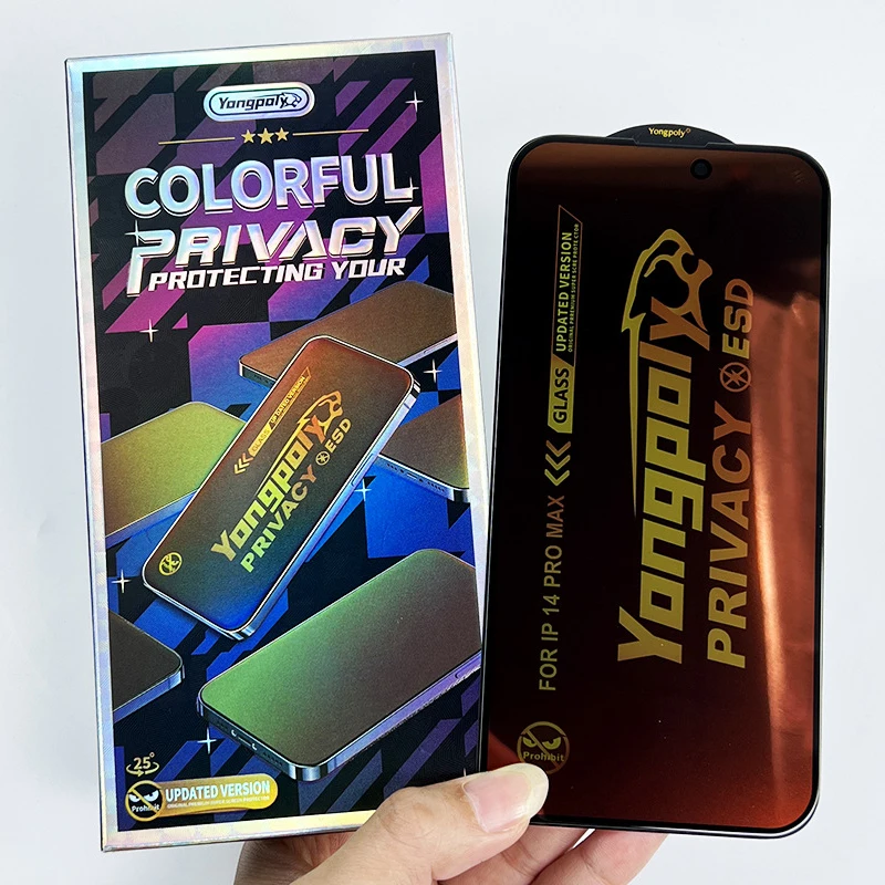 3 قطعة الخصوصية الملونة الزجاج المقسى ESD حامي الشاشة مكافحة التجسس فيلم آيفون 17 الهواء 16 برو ماكس 16E 15 زائد 14 13 12 11 XS