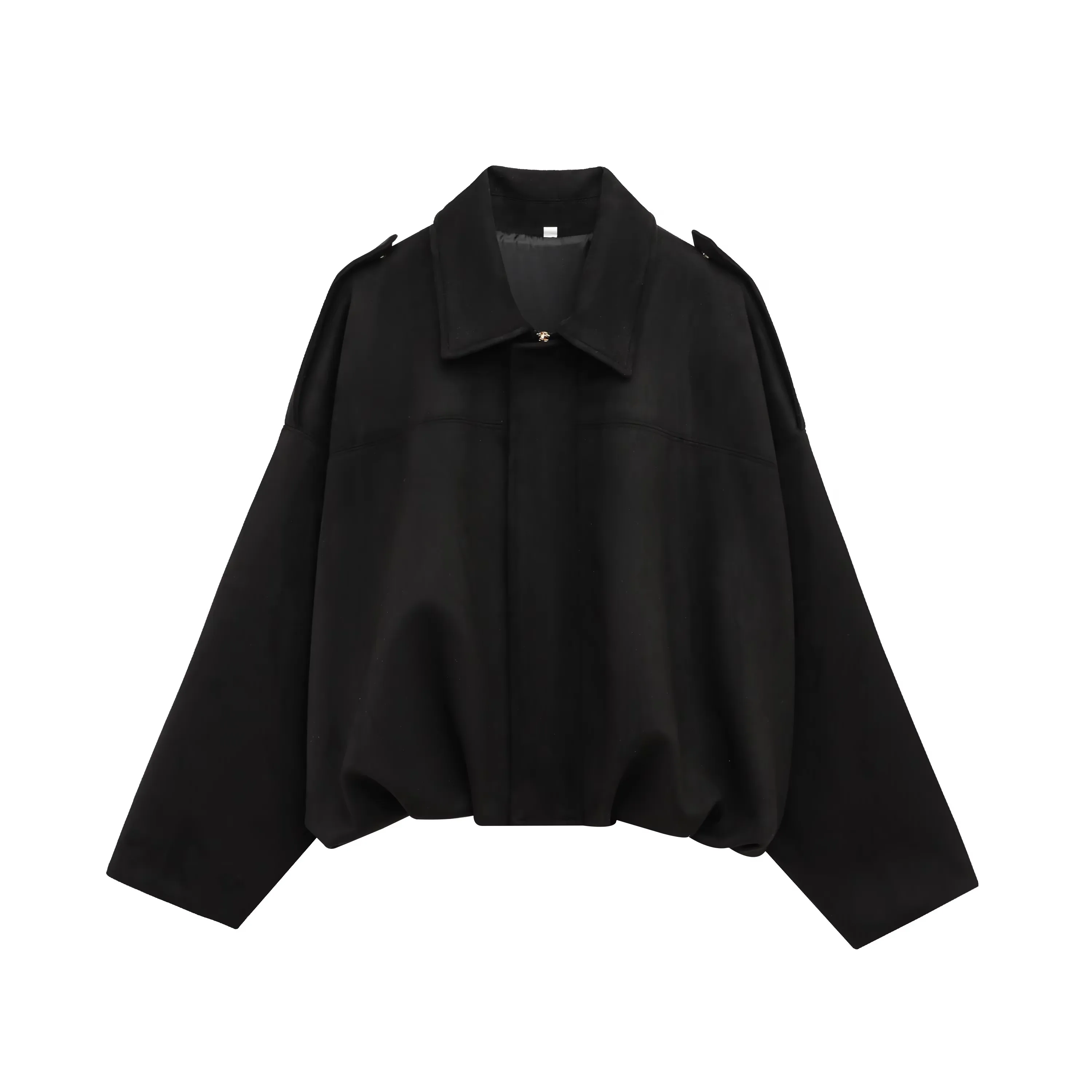 HH Dames Street Fashion Effen Losse Suède Textuur Jassen Causaal Lange Vleermuismouwen Revers Rits Winter Vintage Jassen