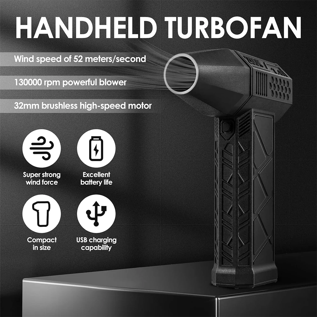 Mini Turbo Jet Fan, motor sem escova, ventilador do duto portátil, de alto desempenho, ventilador elétrico ciclone, velocidade do vento, 130000RPM