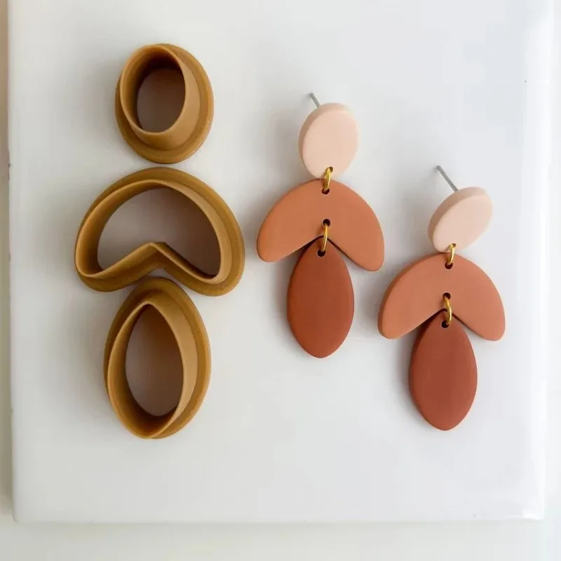 2/3PCS Geometry Shaped Polymer Clay Cutters DIY Mirrored Set for Earrings Pottery Clay| Cute | Coquette | Donut | Stud Cutters