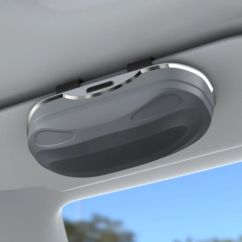 Car Mounted Sunshade Sunglasses Case with Velvet Lining and One-Hand Button Opening for SUV Sedan Truck Interior Organization