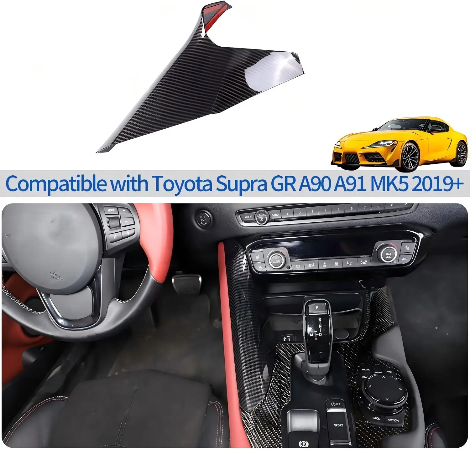 

LHD Dry Carbon Fiber Car Center Console Gear Shift Side Panel Trim For Toyota GR Supra A90 A91 MK5 2019-2025 Decorative Cover