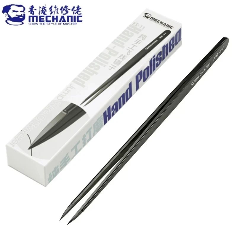 MECHANIC KA-11 KS-11 Precision Jump Wire Tweezers Hand-polished Non Magnetic Anti Adsorption Electronic Repair Tweezer