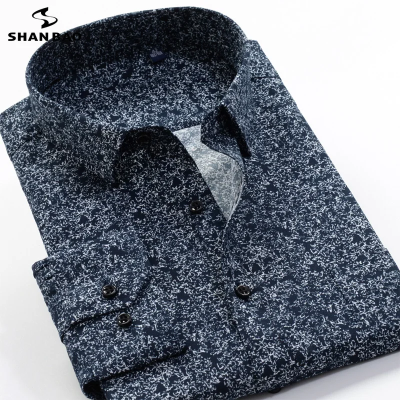 SHAN BAO brand men\'s floral print shirt 2022 spring new trend men\'s casual loose long-sleeved shirt 5XL 6XL 7XL 8XL 9XL 10XL