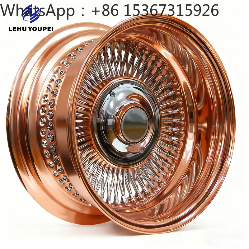 18-22 Inch 5x100/108/112/114.3/120 Rose Gold Chrome Multi Spoke Wire Wheel Rims