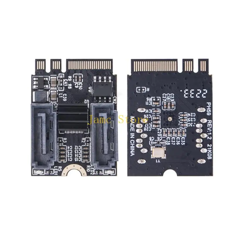 LX0B M.2 NGFF A To Double SATA3.0 Adapter, 6Gbps Highly Speed SSD Expansion Card M.2 NGFF A to SATA3.0 Adapter