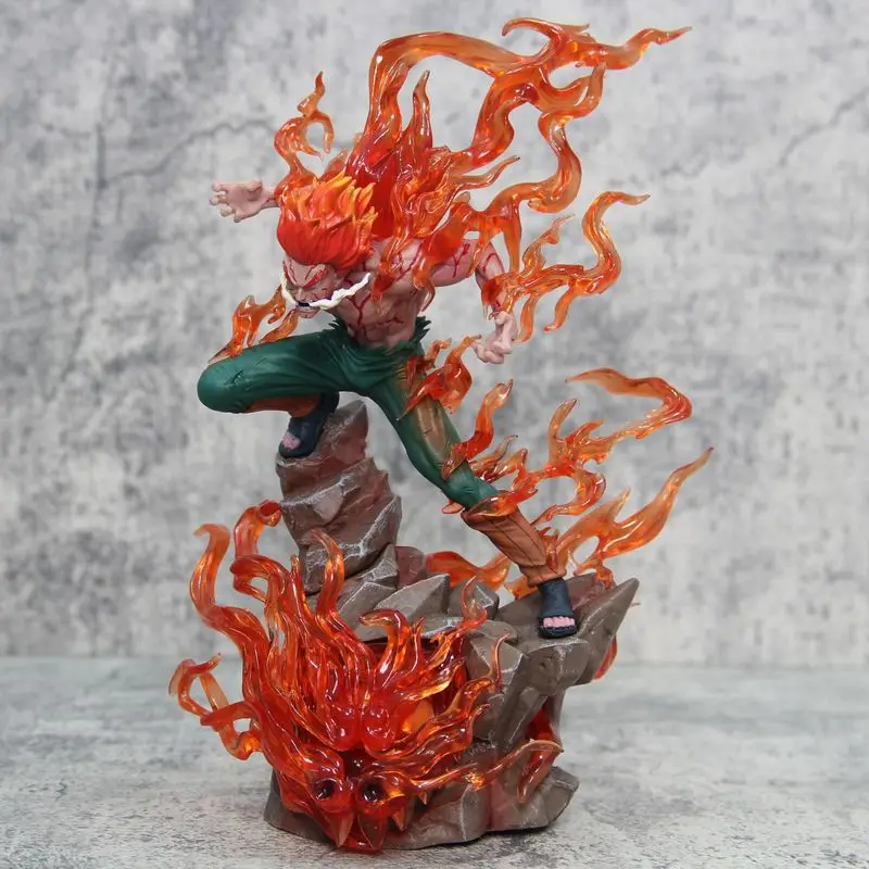 25cm Naruto Anime Figures Gk Ten Year Ninja Ye Kai Might Guy Luminous Model Doll Desktop Ornaments Collectable Boy Toy Xmas Gift