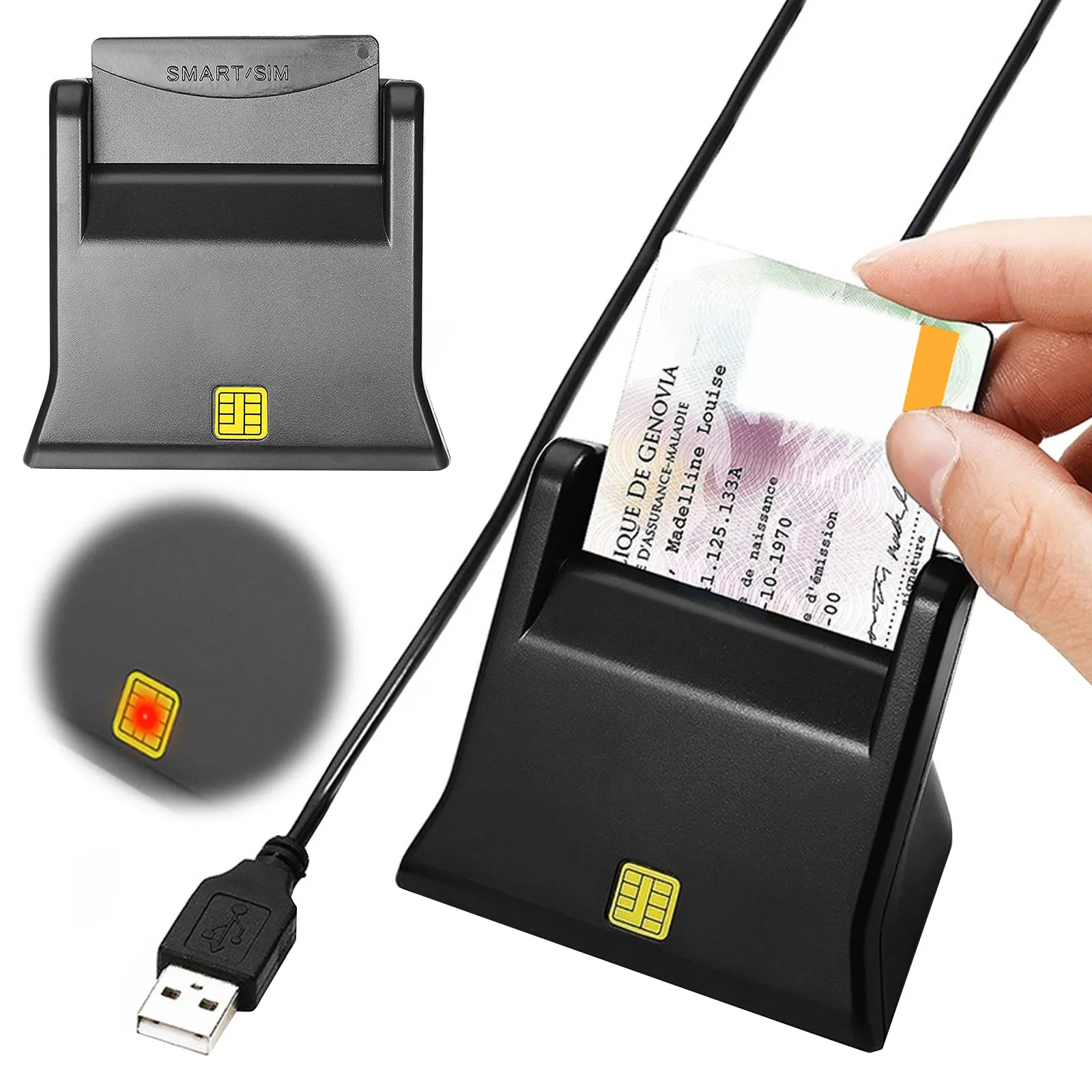 

USB-считыватель смарт-карт вертикального типа, интеллектуальный считыватель SIM-карт и банковских карт для Windows, Mac OS, Linux