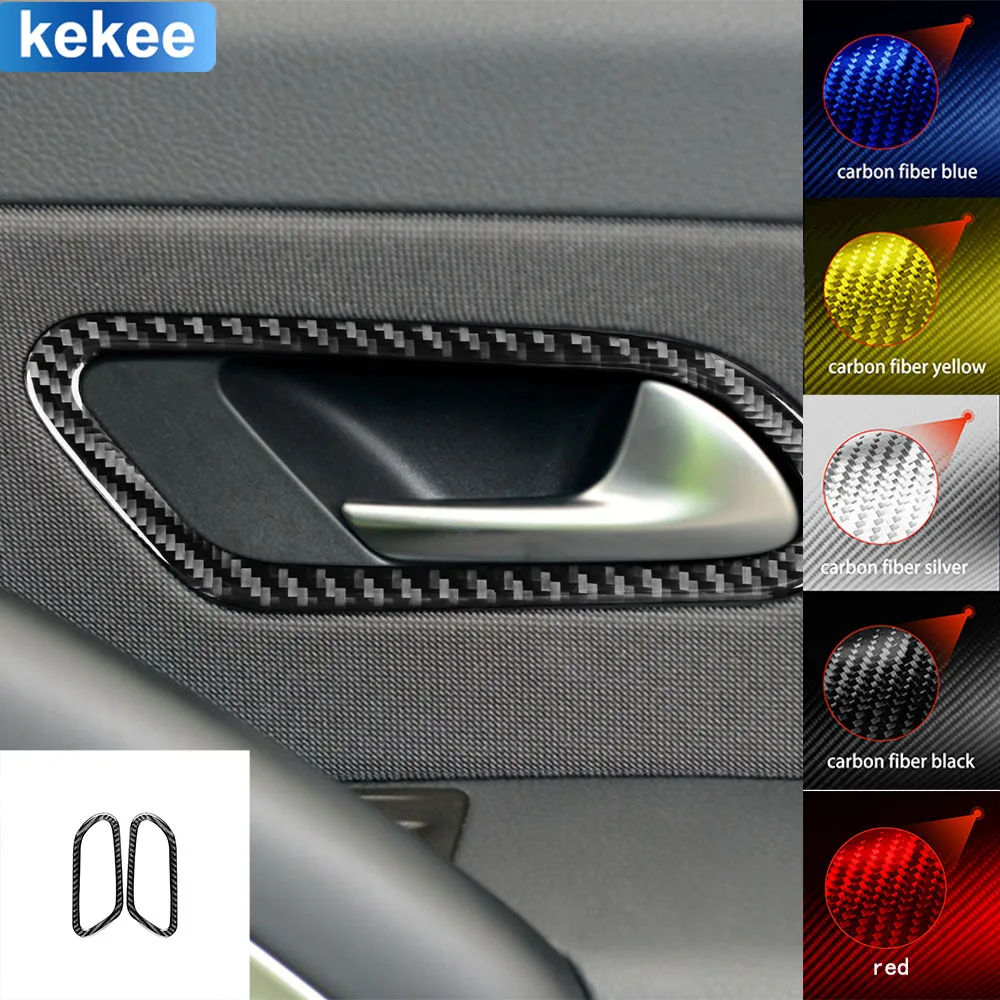 

For VW Volkswagen Scirocc 2009-2016 Center Door Handle Trim Frame Cover Soft Real Carbon Fiber Sticker Car Interior Accessories