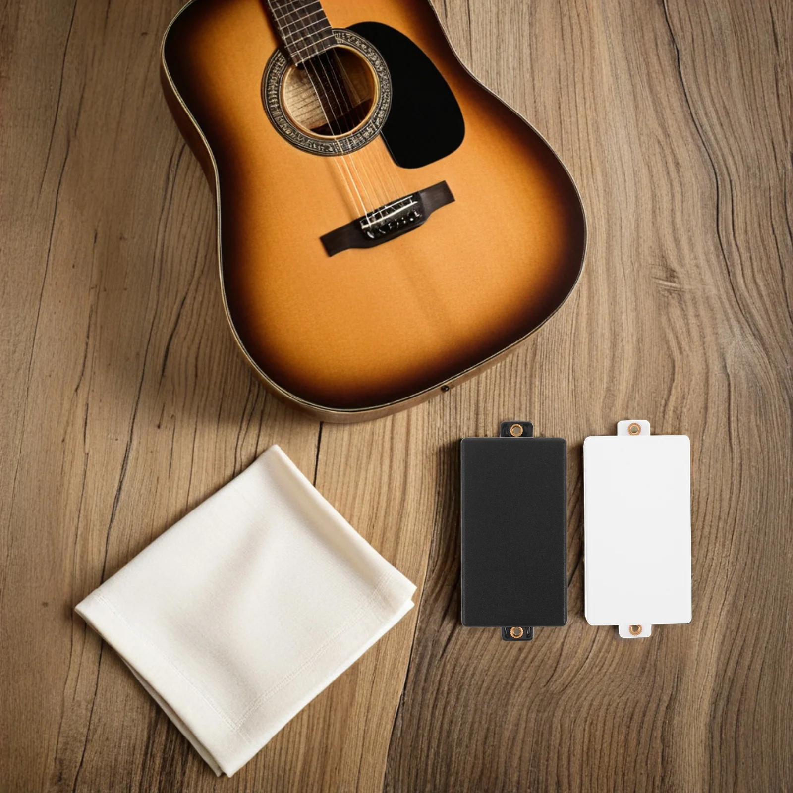 

6pcs Electric Guitar Pickup Cover Set Matte Black White Durable Abs Enhanced Sound Clarity Copper Ears Signal Stability For