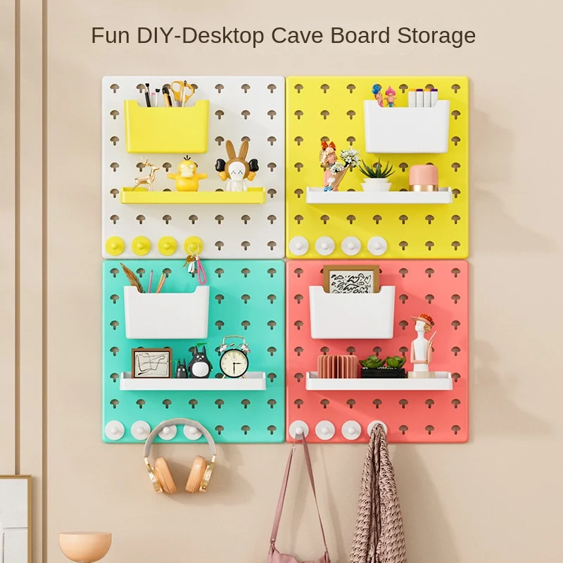 DIY New Plastic Hole Board Storage Living Room Kitchen Bedroom Partition Wall Wall Hanging Wall Rack Without Punching