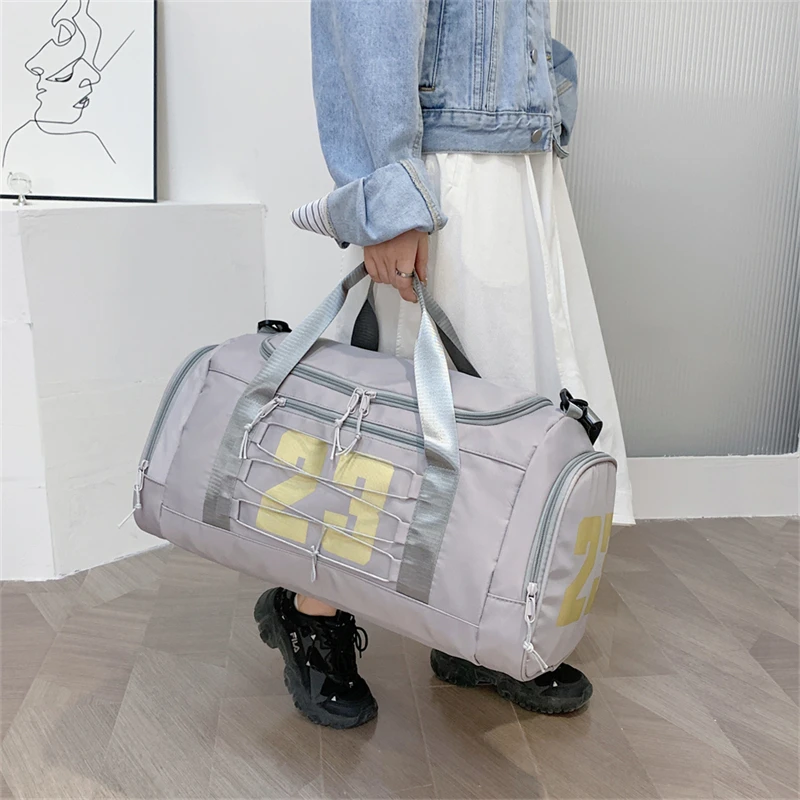 Bolsa de lona de viaje para gimnasio en avión para mujer y hombre, bolso de mano deportivo con compartimento para zapatos y bolsillo húmedo, bolsas