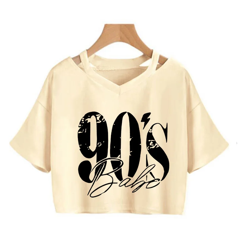 Vintage Sexy Crop Tops 90s Print Women's Short Sleeve Cropped T Shirt 90s Graphic Tshirt Fashion T-shirt Clothes