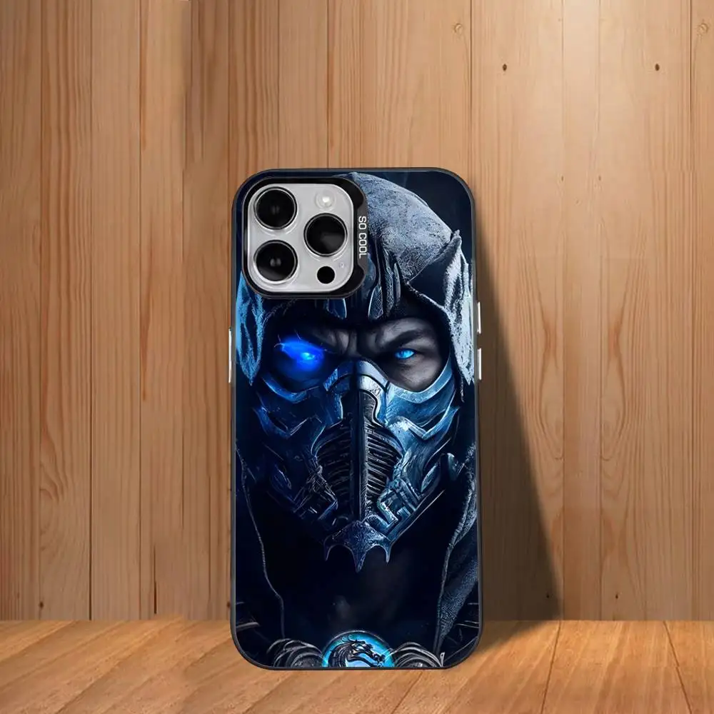 حافظة هاتف Mortal K-Kombat لهاتف iPhone 17,16,15,14,13,12,11,Mini,Pro,SE,MAX غطاء أبيض غير لامع مقاوم للصدمات