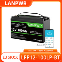 LANPWR 12V 100Ah LiFePO4 Battery Pack, 1280Wh Energy, with 4000+ Deep Cycles & Built-In 100A BMS, with Bluetooth