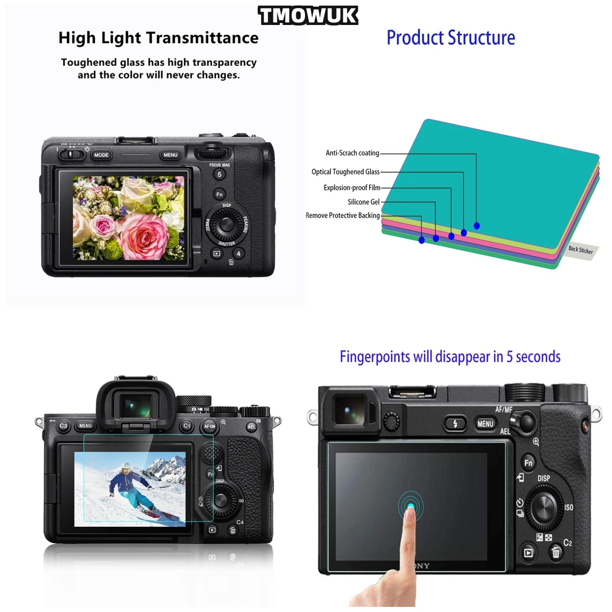 

For A7S3 A7R3 A7RM3 A7RMII A7MII A7MIII A7C 9H Tempered Glass LCD Screen Protector Film Anti-Fingerprint
