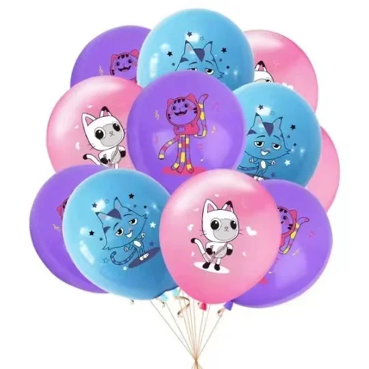 Gabby Puppenhaus Katzen Geburtstagsdekorationen Einweggeschirr Set Strohtasche Luftballons Hintergrund Babyparty Partyzubehör