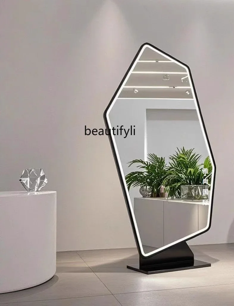 

Barber Shop Special Mirror Irregular Shape Hair Salon Mirror High-end Light Luxury Hair Salon Mirror Stand