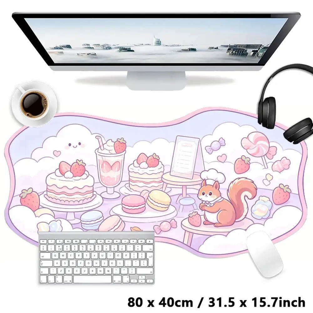 Anime Mouse Pads Pink Sweet Cake Cloud Pattern Table Mat Offers Soft Aesthetic For Bedroom Learning And Laptop Environment
