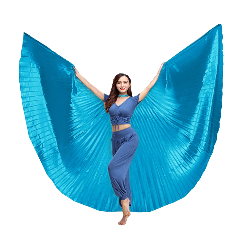 Ala de danza del vientre con palo telescópico, disfraces para adultos, accesorios de baile profesionales para actuaciones, color negro